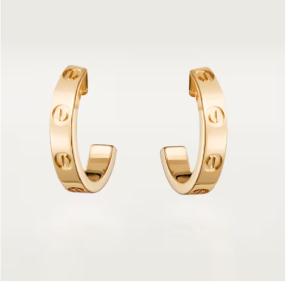 New Love Hoop Earrings SMALL Model 18k 750 - Picture 1 of 8